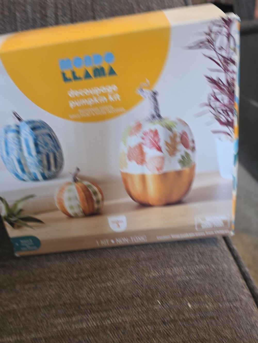 Mondo Llama Dexoupage Colorful Decorative Pumpkin Kit by - Orange/Blue/White